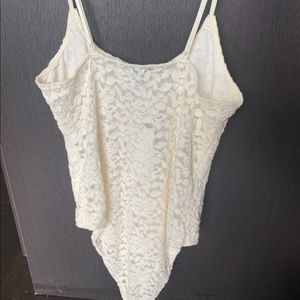 Zara, size large, lacy off-white bodysuit! Never worn, tags still attached!
